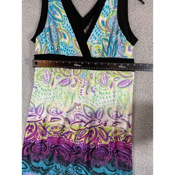 Women's Sun Dress by Wrapper - Floral Paisley Tie-Dye Adjustable Waist Stretch - Picture 6 of 10